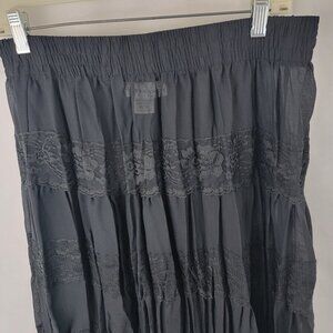 KATHRYN DEENE Womens Skirt Sz 18/20 Sheer BLACK Tiered Lace Whimsigoth Grunge